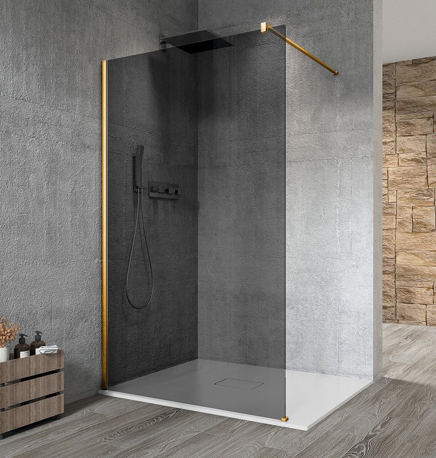 VARIO GOLD jednodílná sprchová zástěna k instalaci ke stěně, kouřové sklo, 700 mm GX1370GX1016