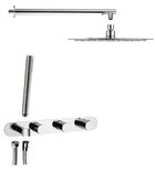 Photo: Concealed shower set with thermostatic mixer and shower holder, 2 outlets, round, chrome