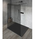 Photo: VARIO BLACK One-piece shower glass panel, freestanding, smoked glass, 1000 mm