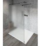 Photo: VARIO BLACK One-piece shower glass panel, freestanding, matt glass, 800 mm