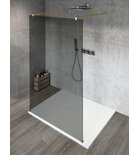 Photo: VARIO GOLD One-piece shower glass panel, freestanding, smoked glass, 700 mm