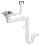 Photo: Space-saving kitchen sink trap with overflow and dishwasher connection 6/4", DN40, white