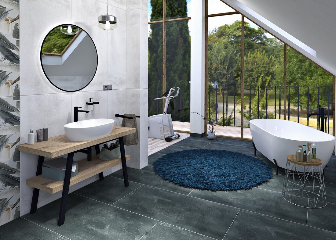 Sapho TWIGA umyvadlový stolek 110x72x50 cm, černá mat/dub tmavý VC453-110-11