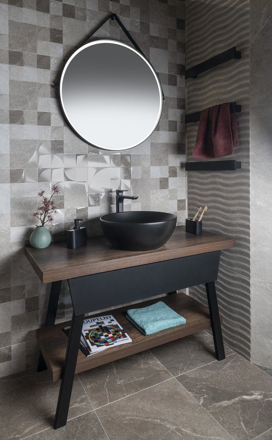 Sapho TWIGA umyvadlový stolek 130x72x50 cm, černá mat/dub tmavý VC453-130-11