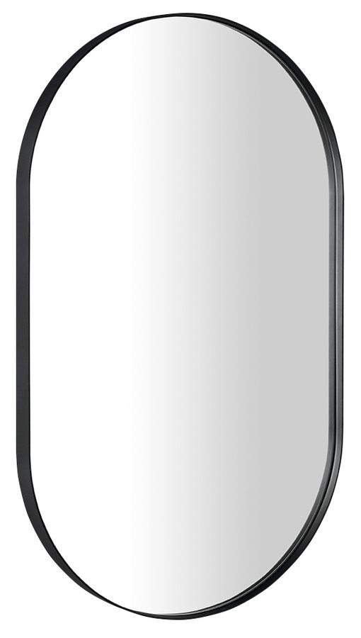 PUNO oválné zrcadlo v kovovém rámu 50x85cm, černá mat