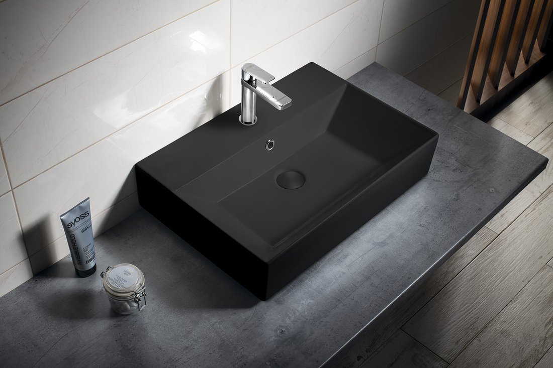 Isvea SISTEMA keramické umyvadlo 60x42cm, černá mat 10SF50060-2N