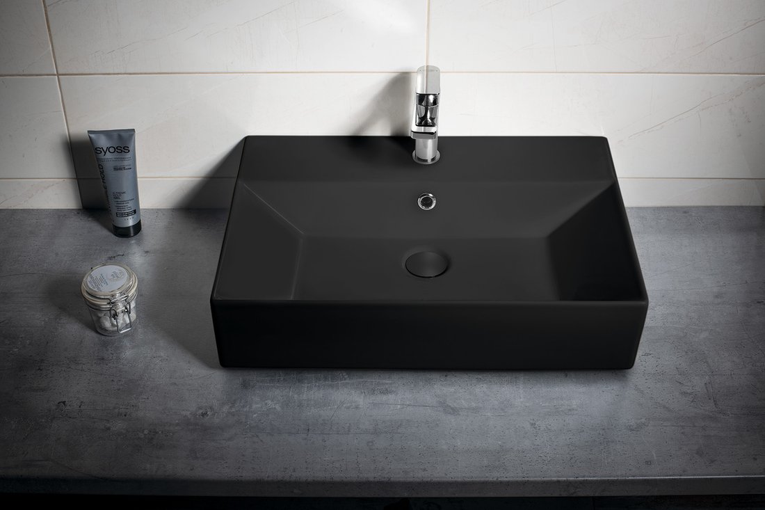 Isvea SISTEMA keramické umyvadlo 60x42cm, černá mat 10SF50060-2N
