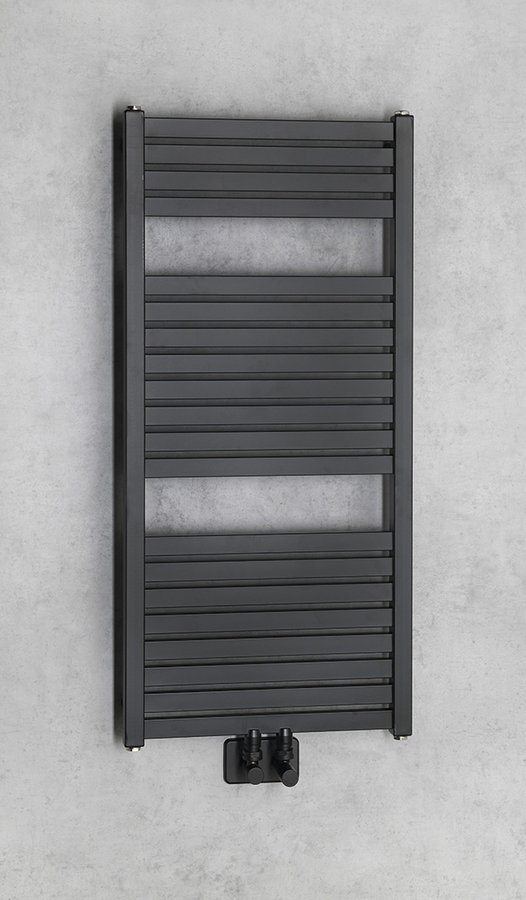 Aqualine TONDI otopné těleso rovné 450x970 mm, středové připojení, černá mat DT456T