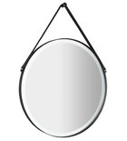 Photo: ORBITER round mirror with LED Lighting, leather strap, ø 70cm, matt black
