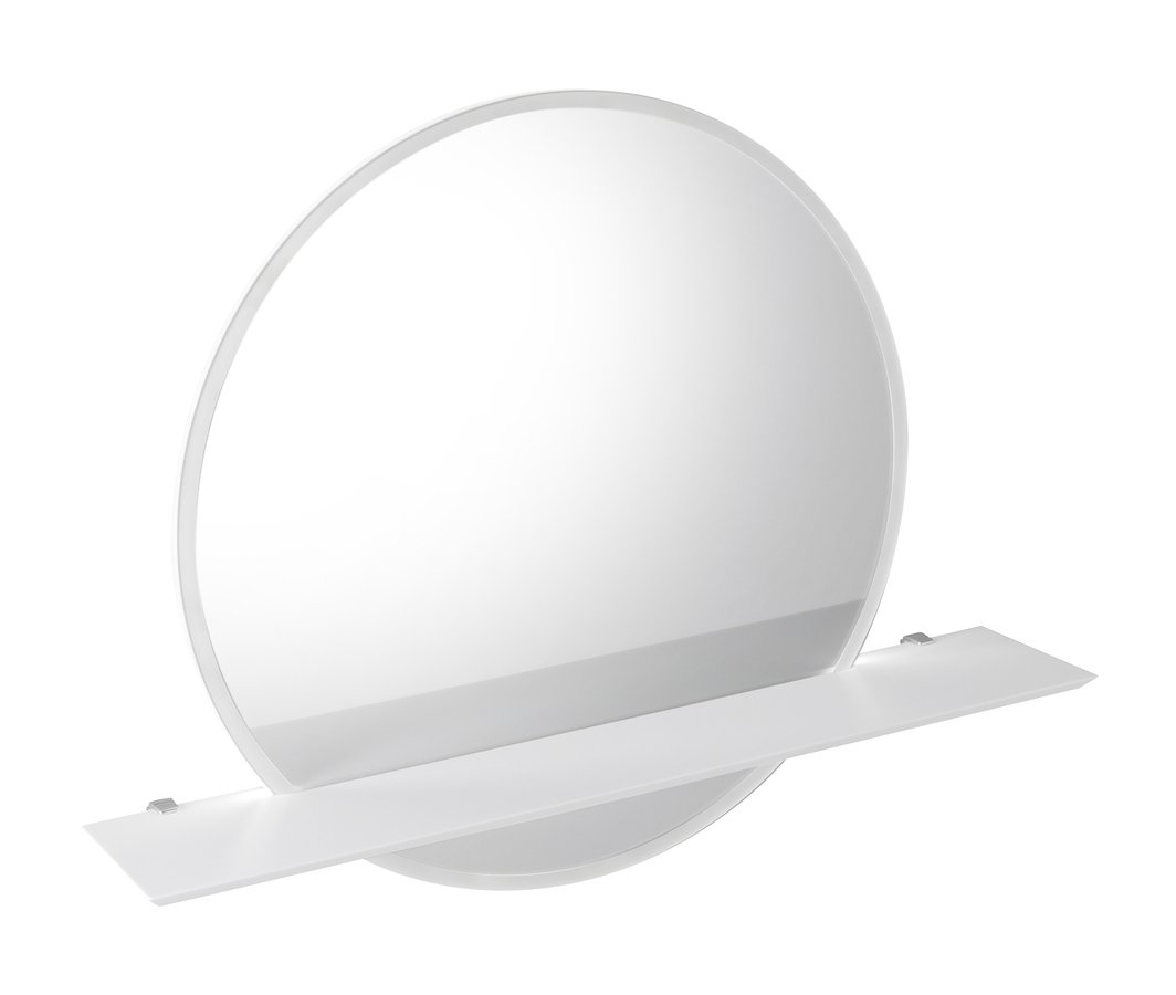 VISO kulaté zrcadlo s LED osvětlením a policí ø 70cm, bílá mat