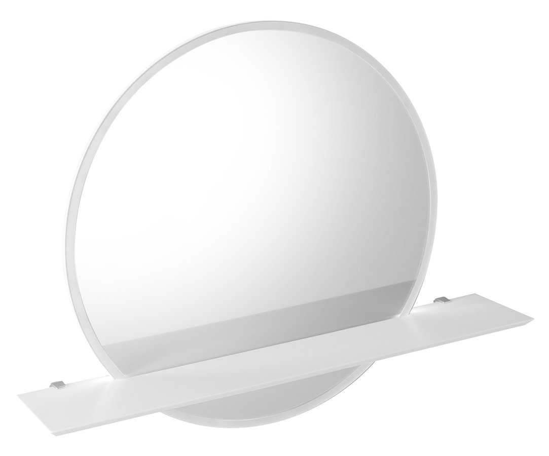 VISO kulaté zrcadlo s LED osvětlením a policí, ø 80cm, bílá mat VS080-01