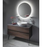Photo: VISO round mirror with LED Lighting and shelf, ø 80cm, white matt