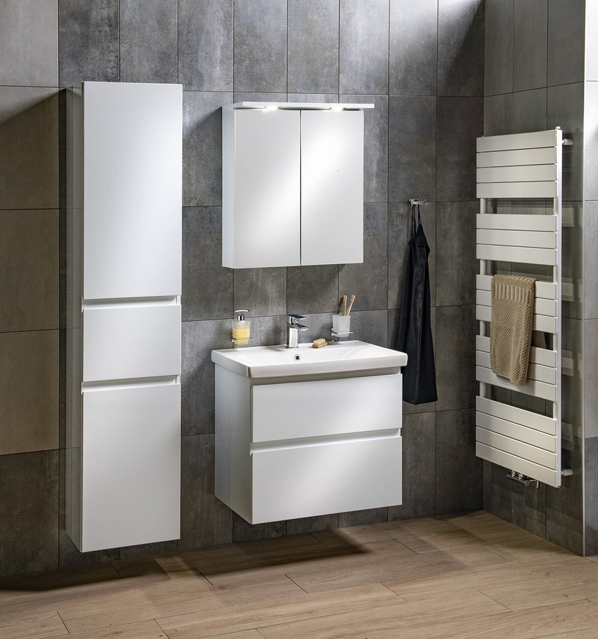 Aqualine ALTAIR vysoká skříňka s košem 40x184x31cm, levá, bílá AI185L