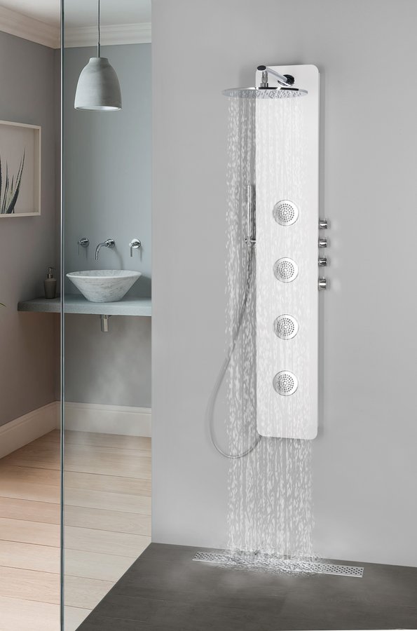 Polysan SPIRIT ROUND termostatický sprchový panel 250x1550mm, bílá 71151