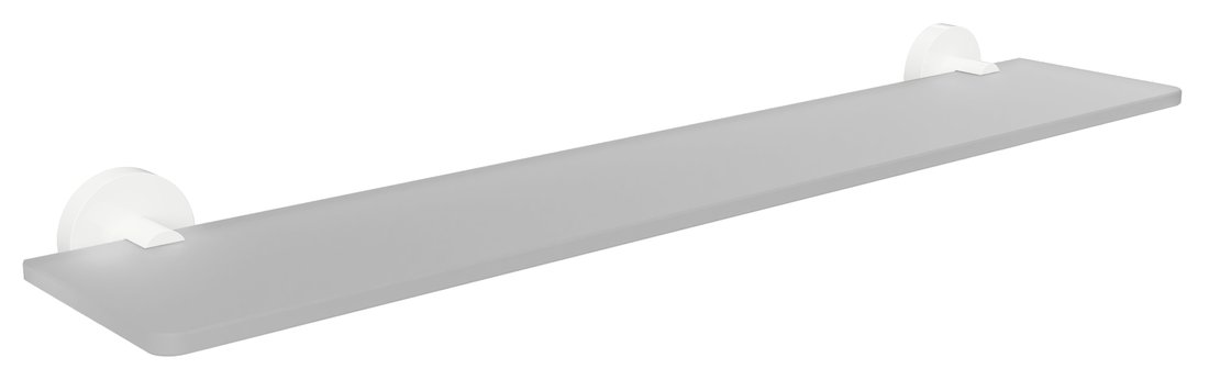 X-ROUND WHITE skleněná polička, 600mm, bílá