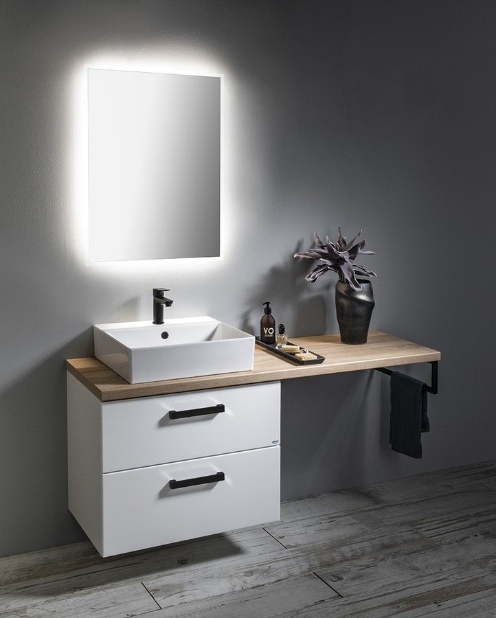Aqualine VEGA umyvadlová skříňka 62x50x43,6cm, 2x zásuvka, bílá VG064