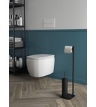 Photo: ARTU stojan s držákem na toaletní papír a WC štětkou, hranatý, černá mat