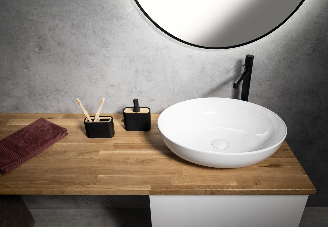 Gedy NINFEA dávkovač mýdla na postavení, černá/bambus 138014