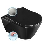 Photo: AVVA závesná WC misa s bidet. spŕškou, Rimless, 35,5x53 cm, čierna lesk + Slim WC sedátko s pomalým zatváraním, čierna lesk
