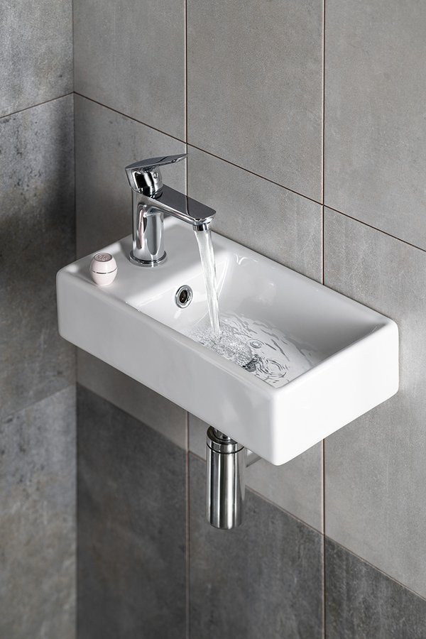 Sapho MINOS keramické umývátko 40x22cm, baterie vlevo, bílá 4759