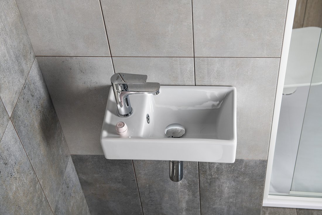 Sapho MINOS keramické umývátko 40x22cm, baterie vlevo, bílá 4759