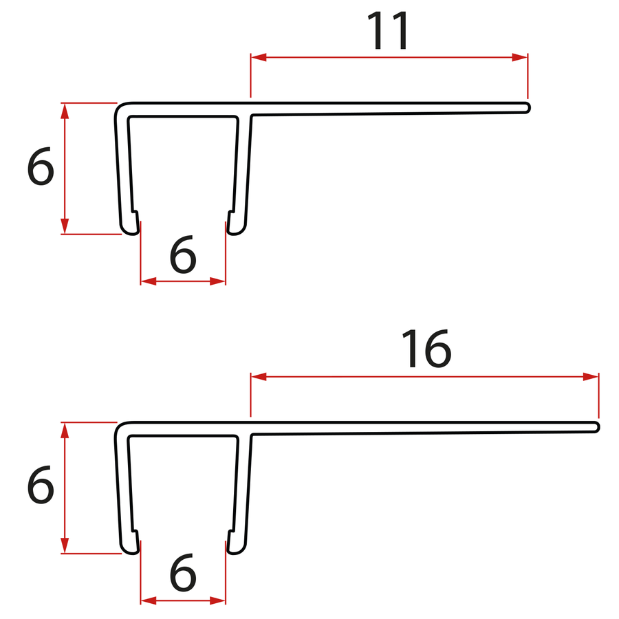 Set svislých těsnění pro sklo 6/6mm, 1900mm NDGS02