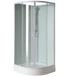 Photo: AIGO Quarter round shower box 900x900x2040 mm, white profile, clear glass
