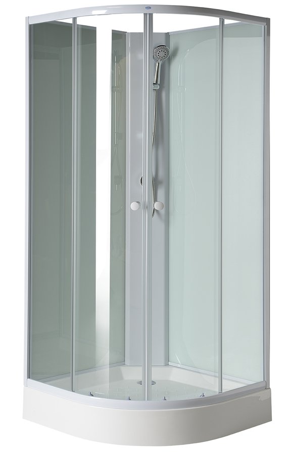 AIGO čtvrtkruhový sprchový box 900x900x2040 mm, bílý profil, čiré sklo YB93