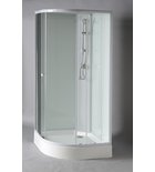 Photo: AIGO Quarter round shower box 900x900x2040 mm, white profile, clear glass