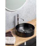 Photo: AURUM umywalka ze stali nierdzewnej, średnica 38 cm, z korkiem, antracyt