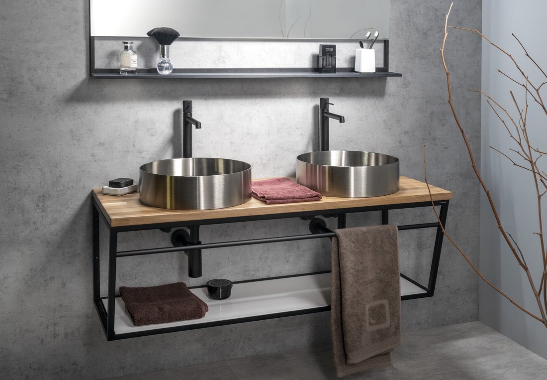 Sapho AURUM nerezové umyvadlo na desku, průměr 38cm, včetně výpusti, nerez mat AU401