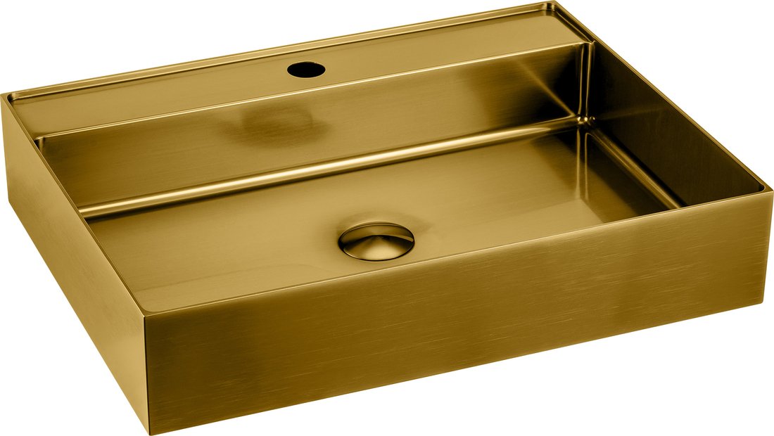 AURUM nerezové umyvadlo, 55x42 cm, včetně výpusti, zlato mat AU202