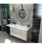 Photo: TREOS washbasin 146,6x51,3 cm, Rockstone, righjt, white matt