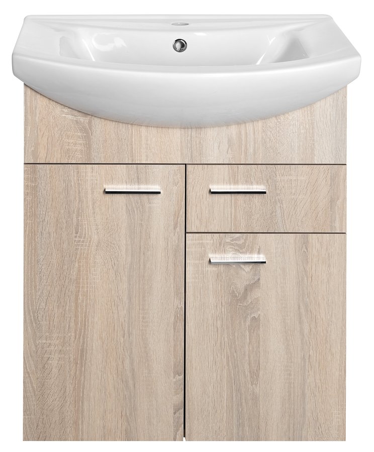 Aqualine ZOJA umyvadlová skříňka 61,5x74x32cm, 2x dvířka, 1x zásuvka, dub platin 51165