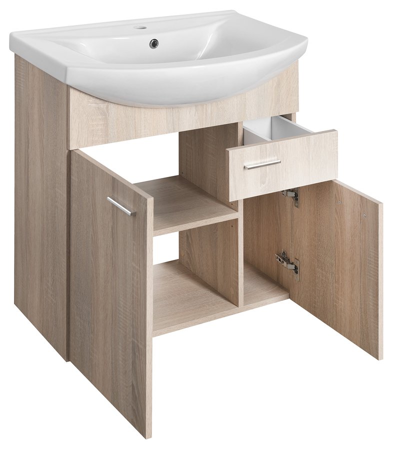 Aqualine ZOJA umyvadlová skříňka 71,5x74x34cm, dub platin 51175