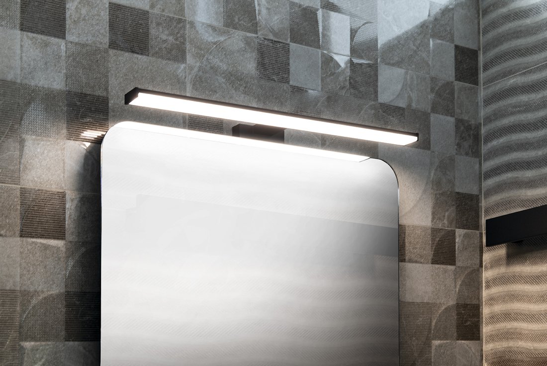 Sapho CHICAGO XL LED svítidlo, 600x120mm, 12W, 230V, IP44, plast, černá mat AU470