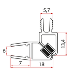 Photo: Set magnetických tesnení 45 ° pre sklo 6mm a profil, 1900mm