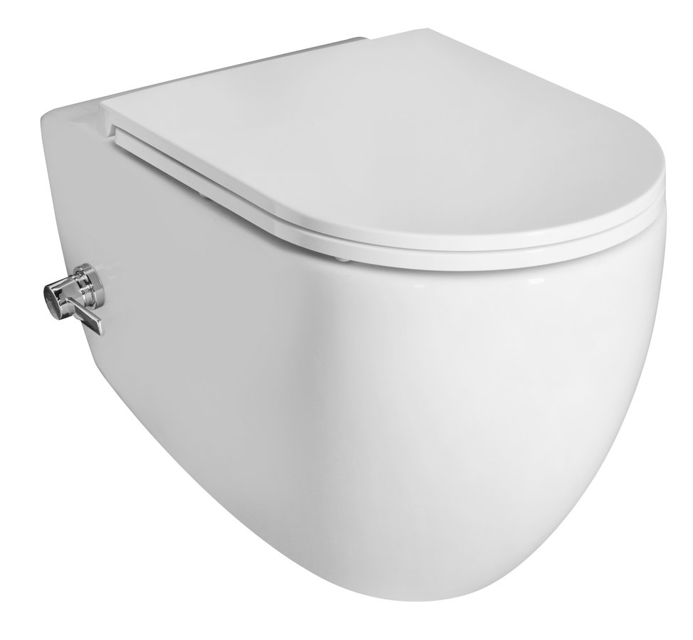 Isvea INFINITY CLEANWASH závěsná WC mísa, integrovaný ventil a bidet. sprška, Rimless, 36,5x53cm, bílá 10NFS1001I