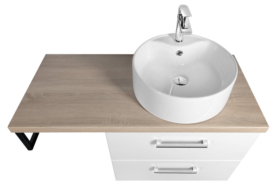 Aqualine VEGA sestava koupelnového nábytku, š. 97,5 cm, bílá/dub platin VG064-02