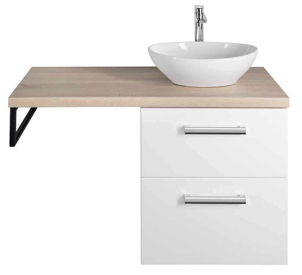 Aqualine VEGA sestava koupelnového nábytku, š. 97,5 cm, bílá/dub platin VG052-02