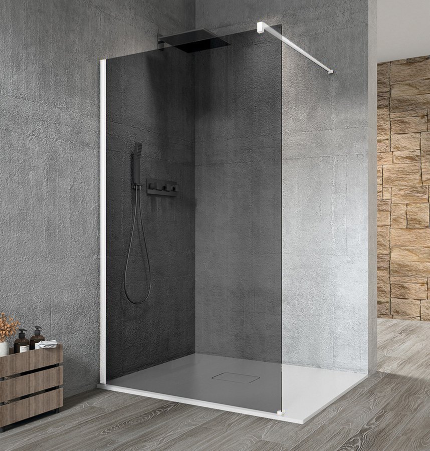 VARIO WHITE jednodílná sprchová zástěna k instalaci ke stěně, kouřové sklo, 700 mm GX1370GX1015