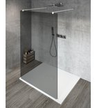 Photo: VARIO WHITE One-piece shower glass panel, freestanding, smoked glass, 900 mm