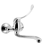Photo: AQUALINE 35 wall mounted mixer with 100mm spacing, medical lever, raised spout, 220mm, chrome