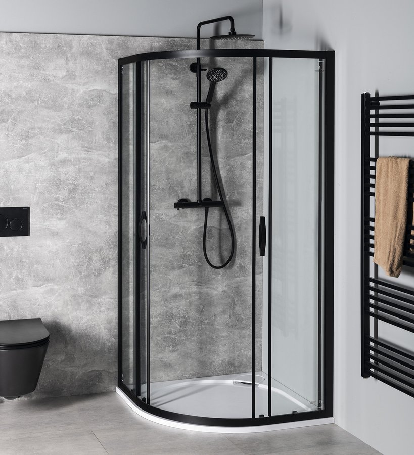 Gelco SIGMA SIMPLY BLACK čtvrtkruhová sprchová zástěna 800x800 mm, R550, čiré sklo GS5580B