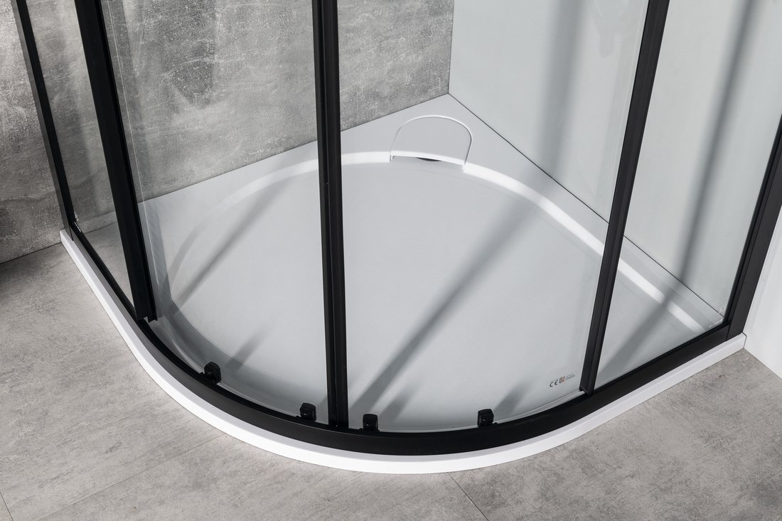 Gelco SIGMA SIMPLY BLACK čtvrtkruhová sprchová zástěna 800x800 mm, R550, čiré sklo GS5580B