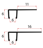 Photo: Set of vertical seals for 6/6mm glass, 1900mm, black