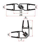 Photo: Set of 45° magnetic seals for glass 6/6mm, 1900mm, black