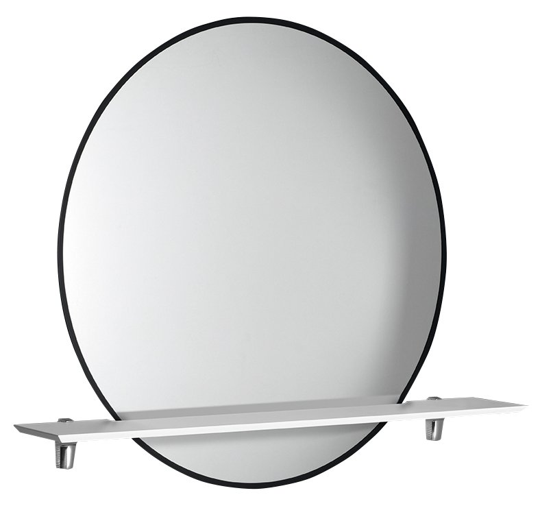 SHARON kulaté LED podsvícené zrcadlo s policí ø 80cm, černá mat ((E28904CI-01) 31255CI-01
