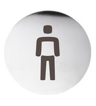 Photo: Male toilet door sign diameter 75mm, brushed stainless steel