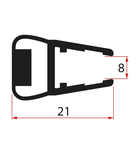 Photo: Flacher Magnet Dichtung für Glas 8mm, 2000mm, Schwarz